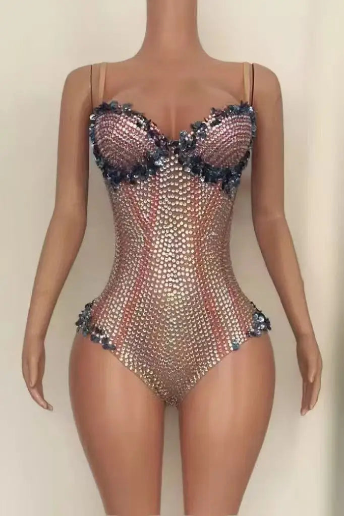 Luxury Fringes Rhinestones Bar Nightclub Outfit Birthday Party Dancer Stage Wear Performance Costume Sparkly Sexy Bodysuit