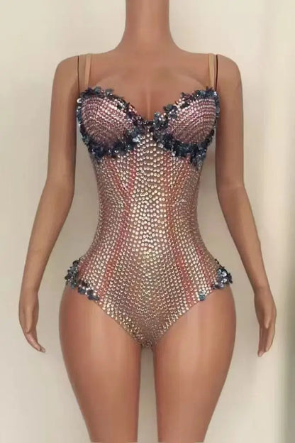 Luxury Fringes Rhinestones Bar Nightclub Outfit Birthday Party Dancer Stage Wear Performance Costume Sparkly Sexy Bodysuit