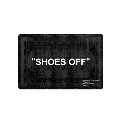 VIKAMA Minimalist Carpet “SHOES OFF” Black Stain-Resistant Rug Doormat Welcome Mat Rug For Bedroom Carpet For Live Room Home Dec