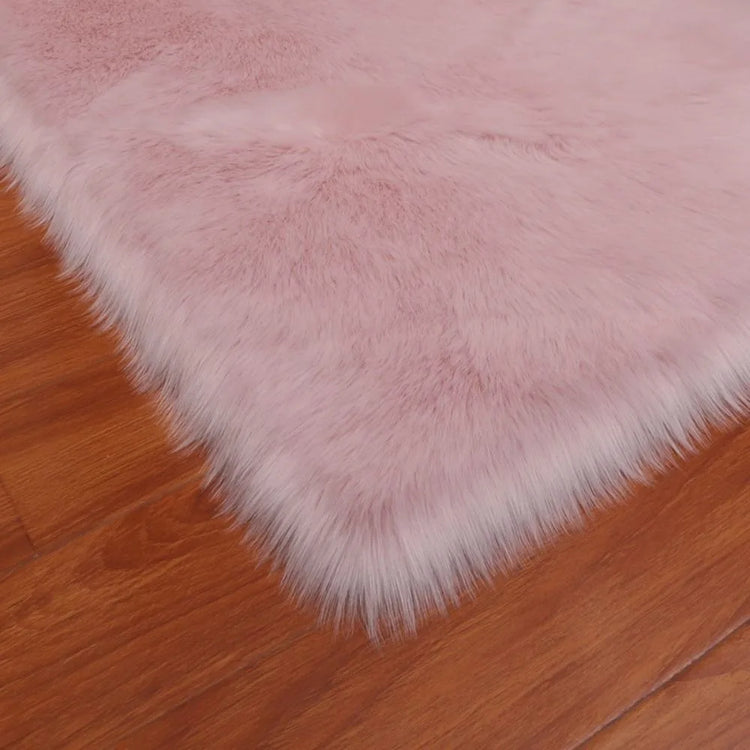Plush Soft Sheepskin Bedroom Carpet Imitation Wool Pad Long Hair Bedside Mat Sofa Cushion White Rugs Bed Living Room