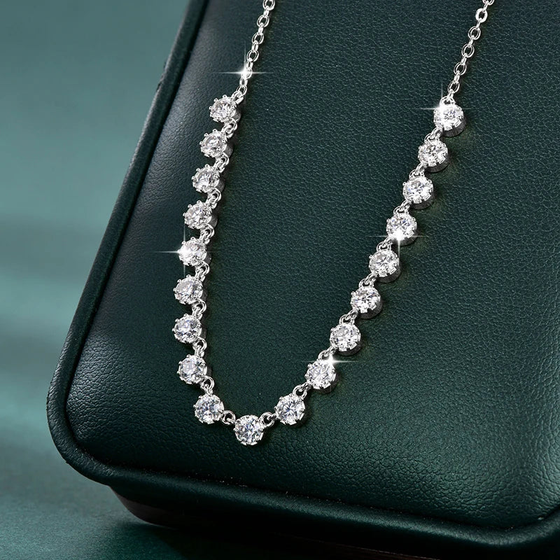 Lnngy Sparkling 3MM Moissanite Bubble-Style Necklace 14K Gold Filled Choker Necklace for Women Wedding Jewelry Accessories