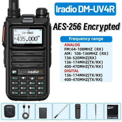 Iradio DM-UV4R DMR Walkie Talkie Dual Mode Dual Time Slot AES-256 Encryption Digital Analog SMS NOAA For RT-4D Ham Radio