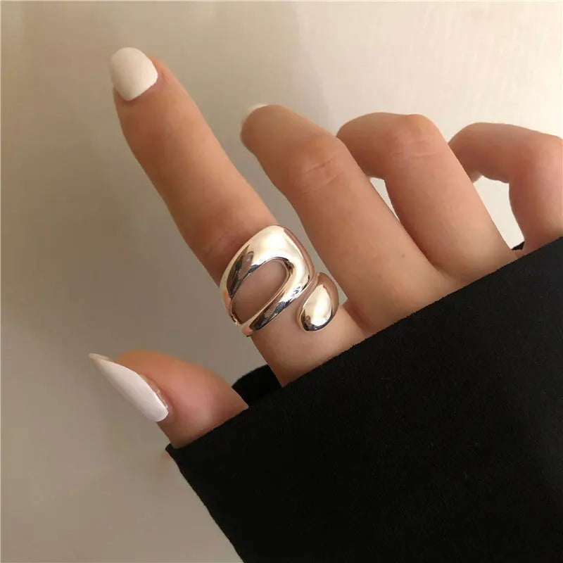 VENTFILLE 925 Sterling Silver Geometric Multilayer Round Bead Ring Female Fashion Punk Temperament Prevent Allergy Charm Jewelry