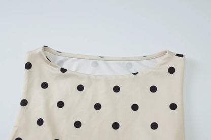 Hugcitar Women'S Fashion Polka Dot Print O Neck Sexy Slim Crop Tank Top Summer Female Clothes Beach Vacation Party Streetwear