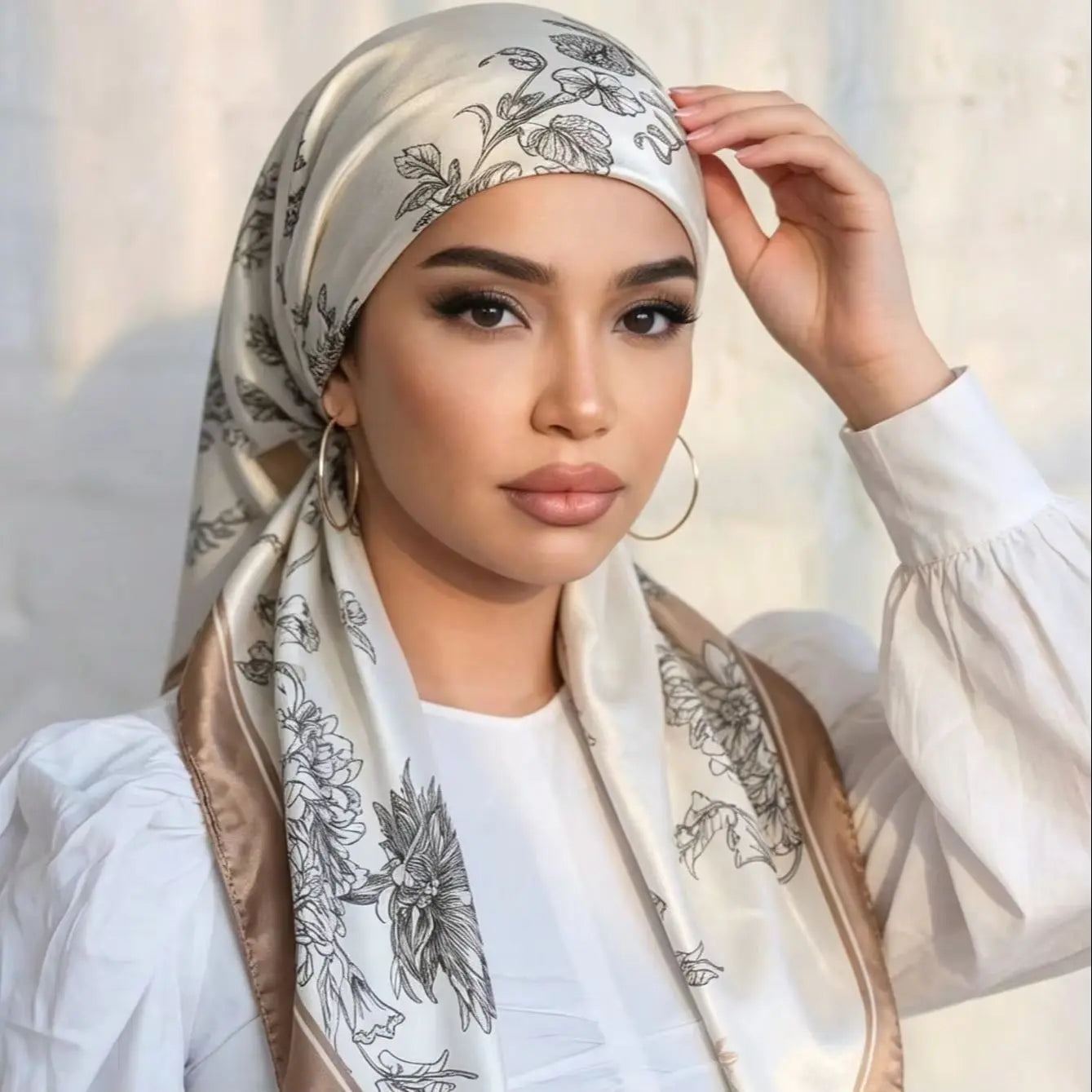 New Muslim Satin Silk Instant Hijabs Scarf Printed Turban Thick Hijab Cap Night Cap Women Ramadan Elastic Satin Hair Bonnet Eid