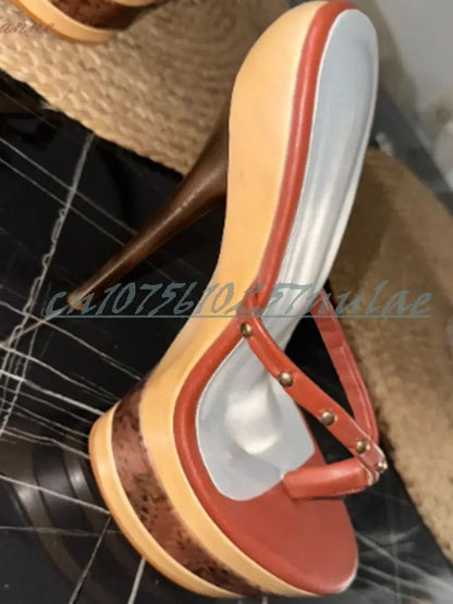 Mutilcolor Platform Rivets Flip Flops Slippers Stiletto High Heel Platform Retro Style Sexy 2025 Summer Women Shoes Para Mujere