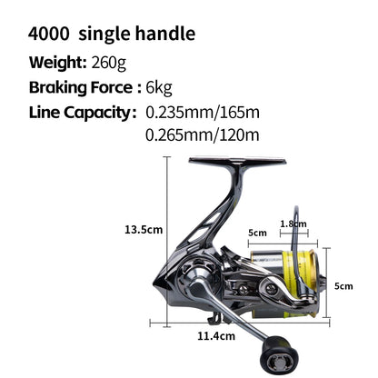 FISHINGFANS ORCA D01 Spinning Reel 5.2:1  5+1BB 6KG Max Drag,Lightweight CNC Spool for Lure Fishing,Smooth Power Transmission