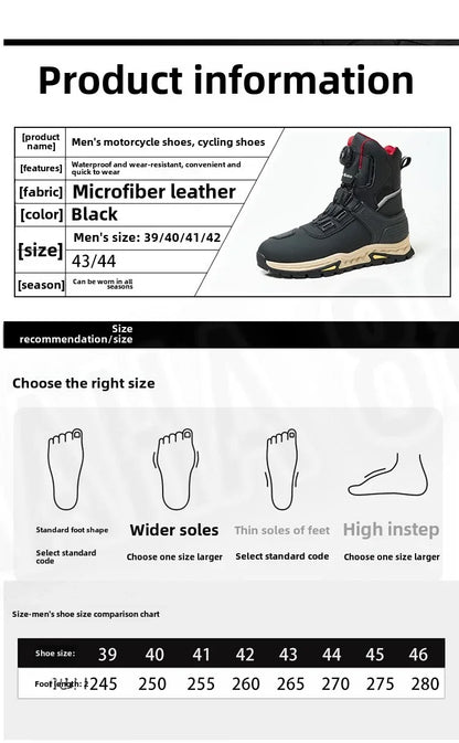 Motorcycle Men Boots Waterproof Breathable Anti-fall Rider Road Racing Casual Boot Gear Shift Rubber Sole Reflective Bike Shoes