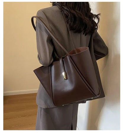 Branded Designer Shoulder Tote Bags For Women Soft PU Leather 2-IN-1 Big Capacity Shopper Tote Set 2025 Luxury Designer Handbags