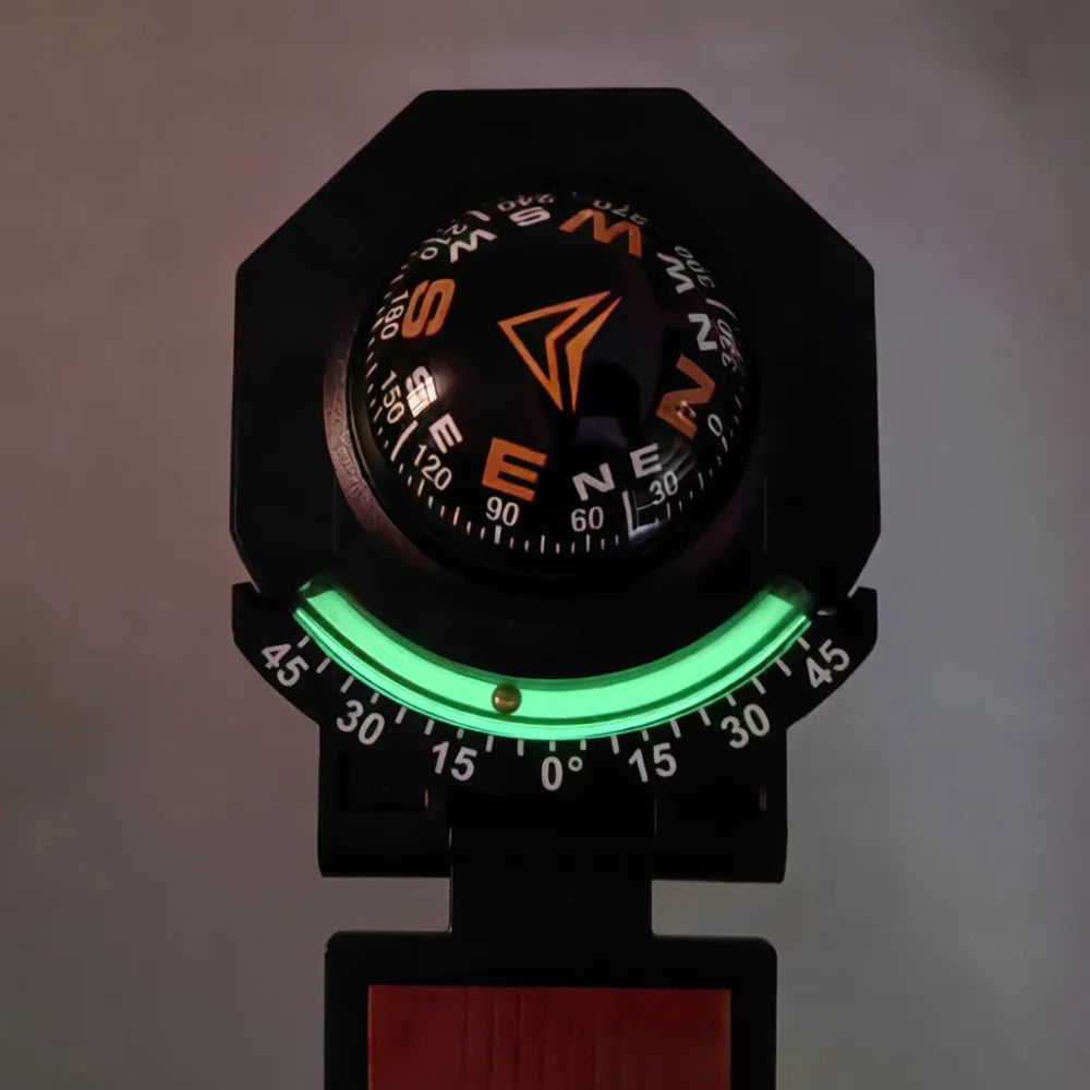 Off Road Navigation Compass Slope Meter Dashboard Luminous Foldable Gauge Adjustable Auto Interior Decor Accessory
