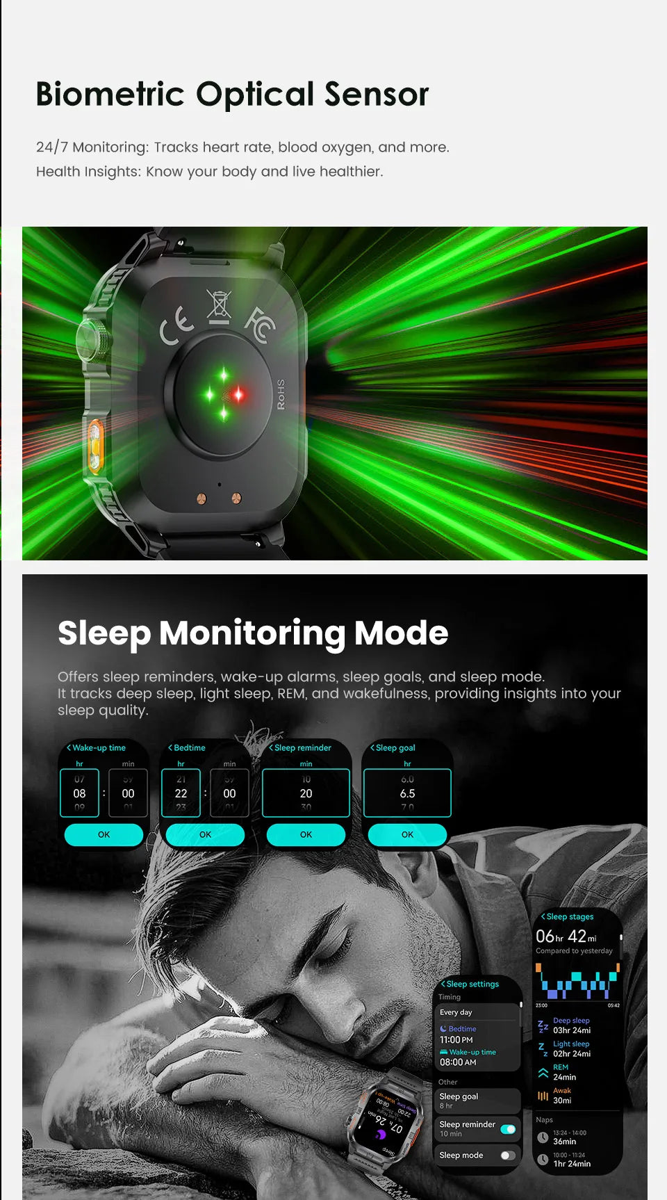 2026 New Outdoor Military Men's Smartwatch Is Equipped With GPS LED Lighting, A Compass, Wireless Communication, IP68 Waterproof