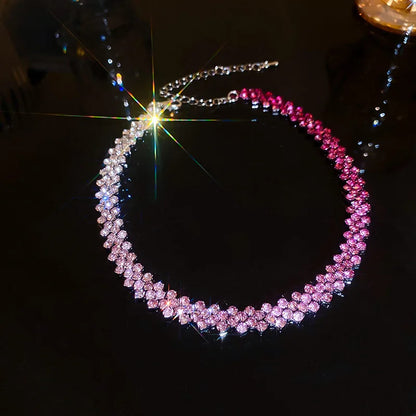 FYUAN Fashion Red Green Blue Colourful Rhinestone Choker Necklaces for Women Geometric Crystal Necklaces Party Weddings Jewelry