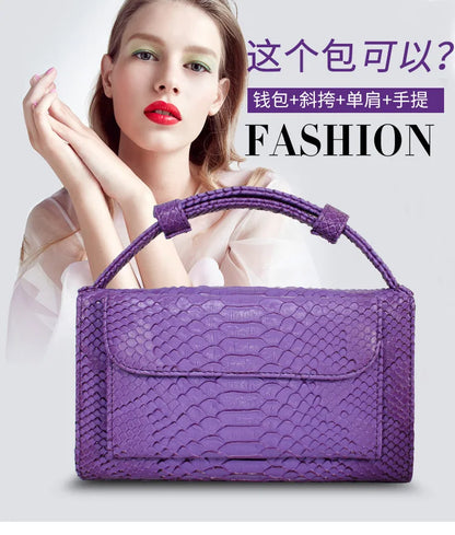 Luxury Snake Pattern Chain Flap Handbags Evening Clutches Crossbody Messenger Shoulder Bags Women Female Ladies Luxurious Purses