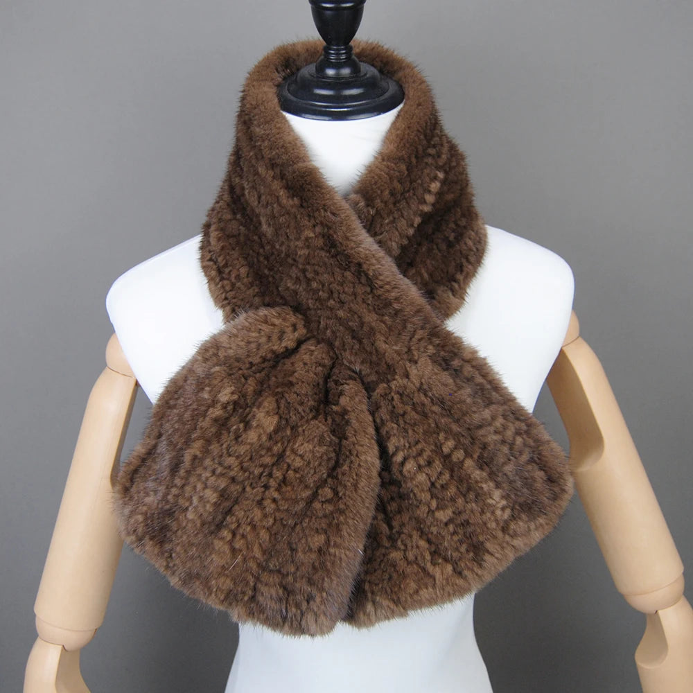 Fashion Women Winter Real Mink Fur Scarf Lady Warm Soft Genuine Mink Fur Scarf Shawl Fashion Luxury 100% Natural Mink Fur Scarfs