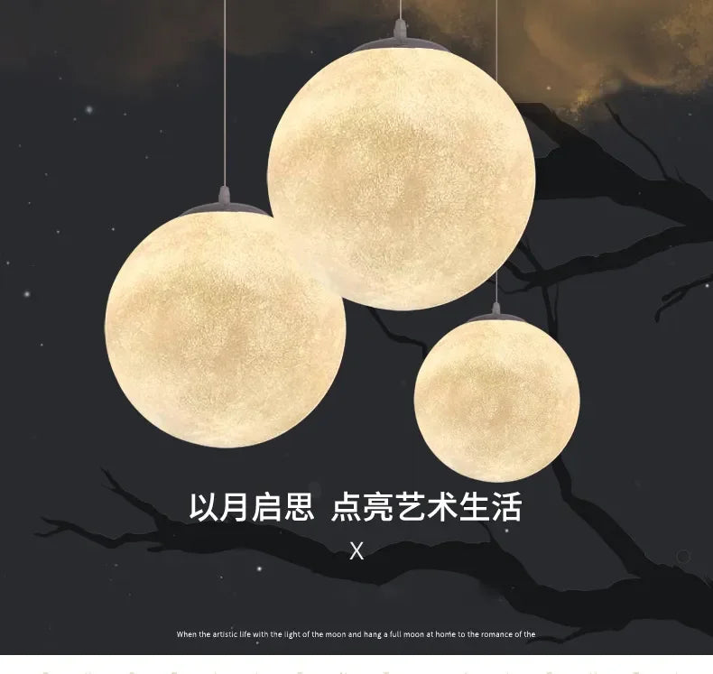 Nordic Moon Led Pendant Lights for Living Room Dining Bedroom Home Decorations Chandelier Cafe Restaurant Hanging Lamp Luminaire