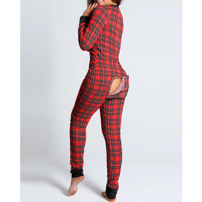 Women Christmas Onesies With Butt Flap For Adults Sexy Sleepwear Romper Open Butt Pajamas Jumpsuit 2023 Xmas Pyjama Long Nightie