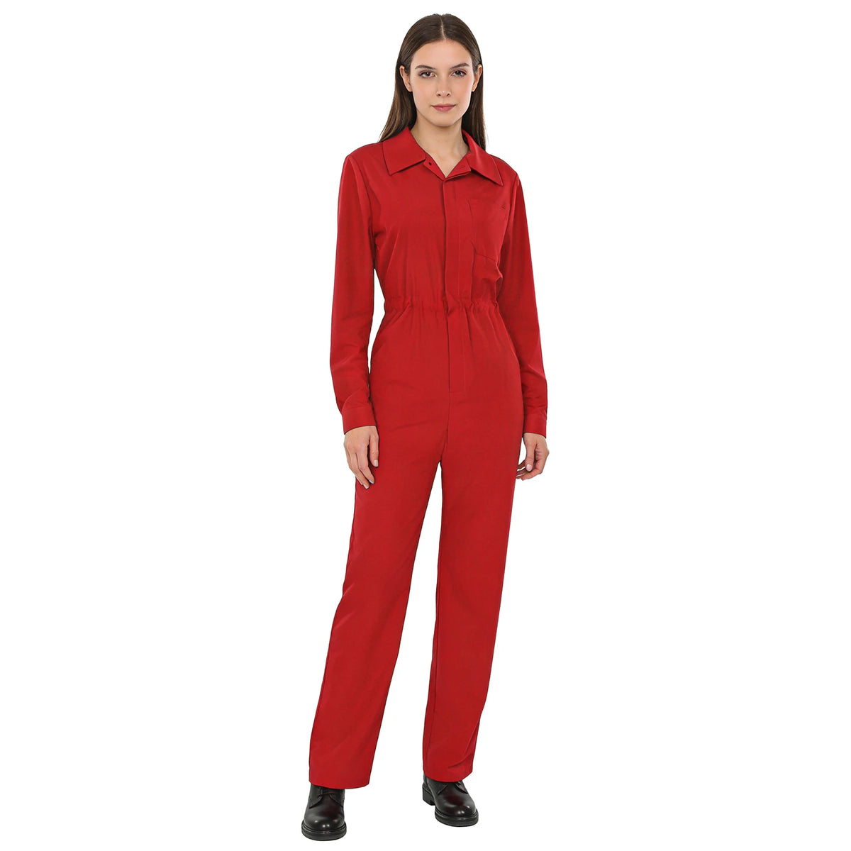 Womens Fashion Work Coverall Rompers Casual Solid Color Turn-Down Collar Long Sleeve Button Jumpsuit Travel Holiday Cargo Pants
