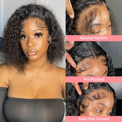 Loose Deep Wave Short Bob 13x4 HD Lace Front Wigs Brazilian 100% Human Hair Curly 4x4 Transparent Lace Frontal Wig 12 14 16 Inch