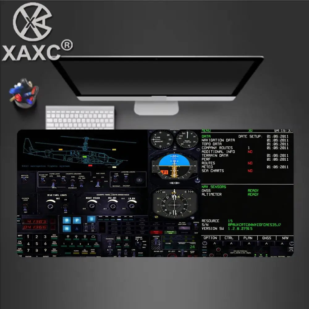 Rolling in the Sky: Professional Helicopter Cockpit Mouse Pad - XXL Gaming Desk Mat for Flight Simulator & Office XAXC