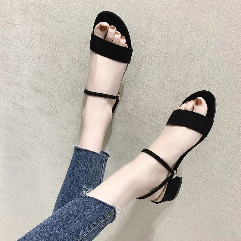 New Women Sandals Chunky Heels Slides Summer Sandal Elegant  Shoes Women Slipper Big Size 34-42 Fashion Summer Sandal Women