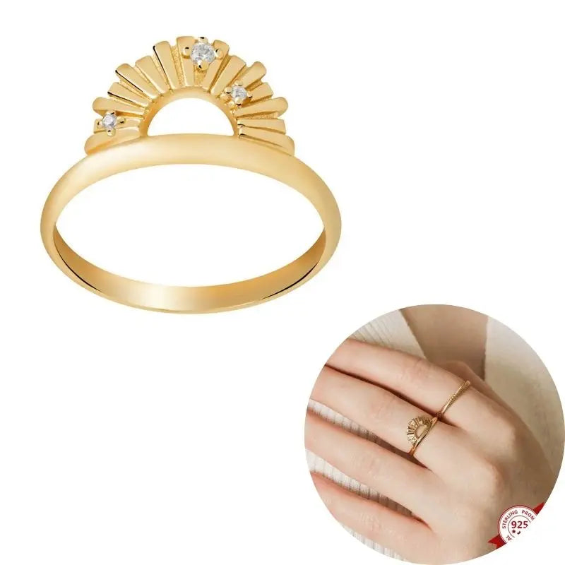 24K Gold Plated Colorful Crystal Gold Rings Turquoise Engagement Wedding Anniversary Ring Light Luxury Fashion Jewelry Gifts A40