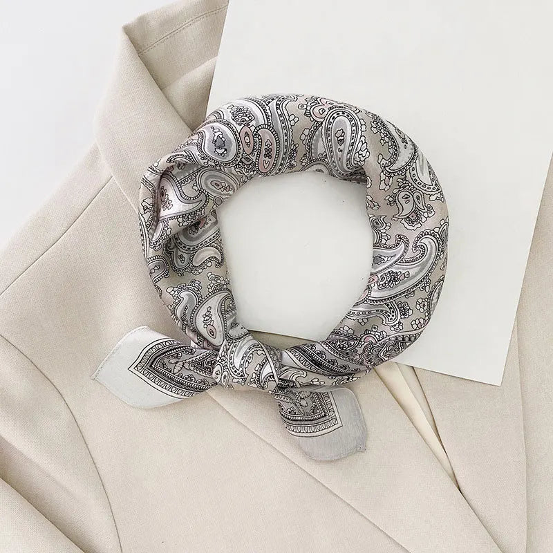 Silk Scarf For Bag Lady Neck Tie 100% Silk Scarf Luxury Brand Print Flower Stripe Plaid Dot Bandana Hair Tie Handkerchief Gifts