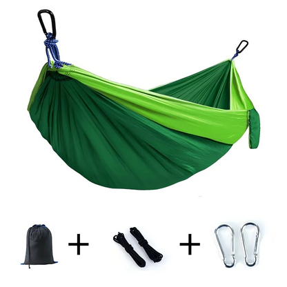 Outdoor Portable Anti-Roll Double Hammock for Camping Hiking Beach Backyard Courtyard Comfortable Suspension Bed with Carrying B