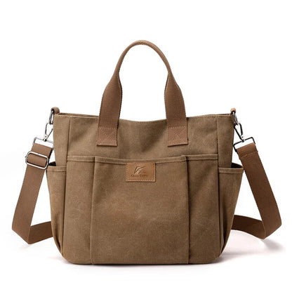 High Capacity Top-Handle Bag For Women Shoulder CrossBody Bag Vintage Canvas Ladies Tote Messenger Bag Female Travel Handbag