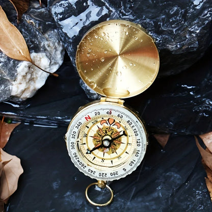 Glow-in-the-Dark Copper Survival Compass Outdoor Camping Hiking Portable Pocket Compass Navigation Survival Tools