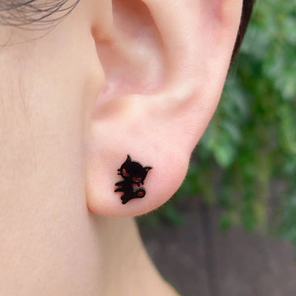Minimalist Stainless Steel Earings Mini Heart Star Geometric Stud Earrings For Women Cute Cat Dog Flower Leaf Earrings Jewelry