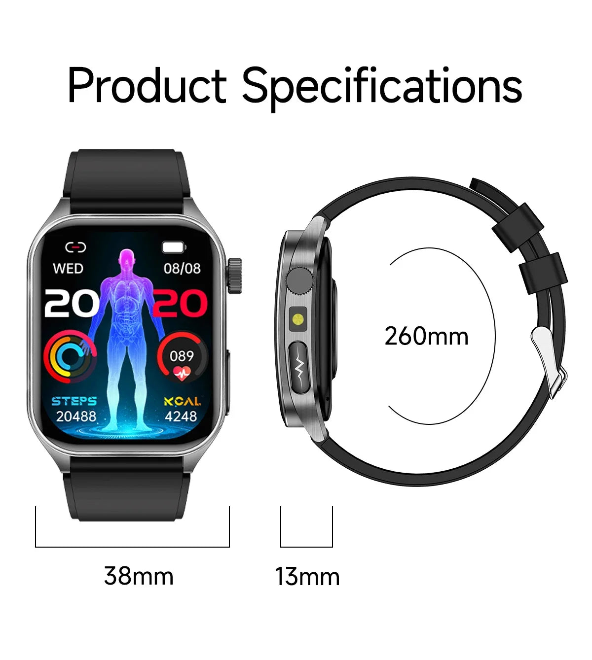 2026 New Health Smart Watch Laser Therapy Reduce Three Highs Blood Oxygen Pressure Uric Acid Blood Lipid ECG Smartwatch For Man