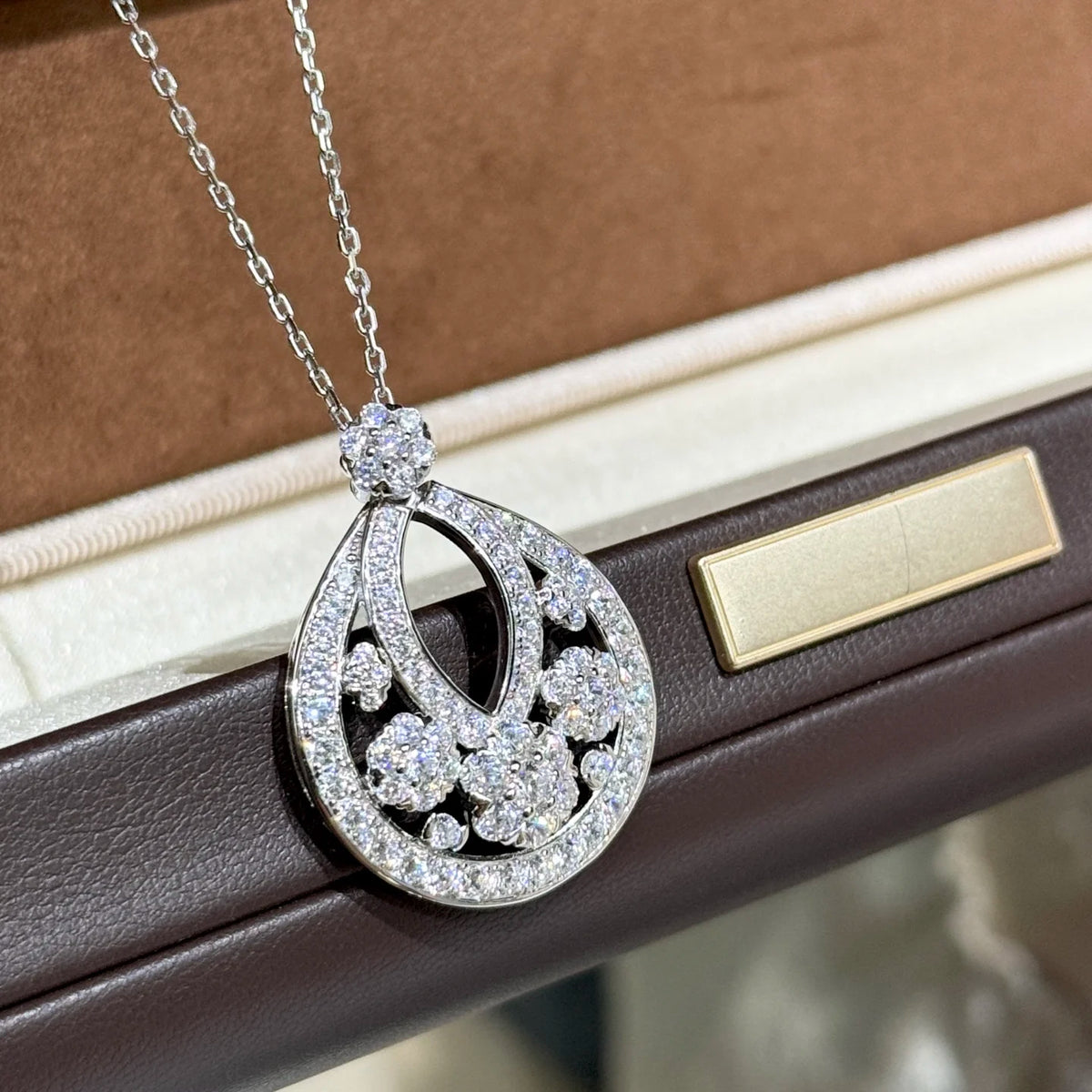 Trendy Real 925 Sterling Silver Necklace For Women Gift 5a Zircon Garland Skeleton Design Chain Pendant Luxury Fine Jewelry