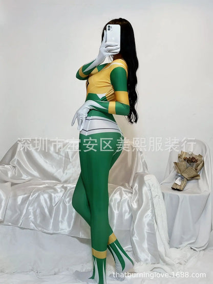 Female Zipper Crotch Cosplay Costume Halloween Jumpsuit Body Suits For Women Romper Jumpsuits Green Fashion Women Tops 4FTB