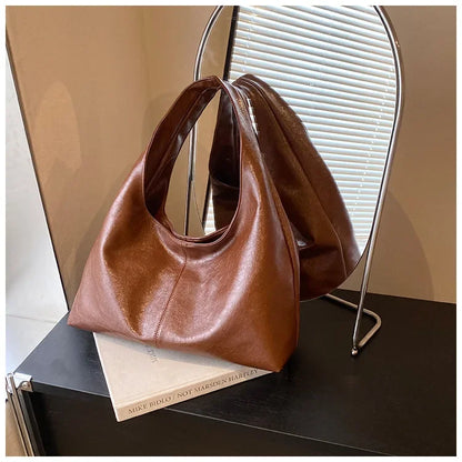 Large Capacity PU Leather Hobo Underarm Bags Autumn Winter Shoulder Bag for Women 2026 New Trend Y2K Handbags and Purses Tote