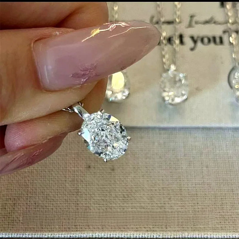 1/2carat Oval Cut Moissanite Pendant Necklace for Women 100% S925 Silver D Color VVS1 Solitaire Diamond Neckchain with GRA