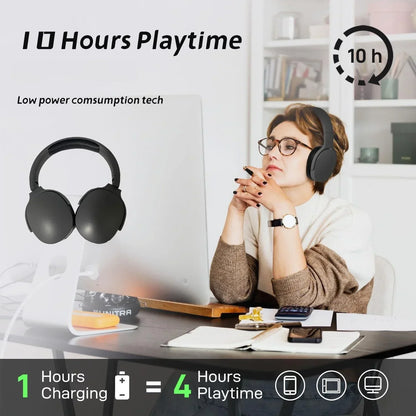 Hot Wireless Bluetooth Headphones Over Ear Hifi Stereo Headset True Sports Earphones TF AUX Music Player with HD Mic