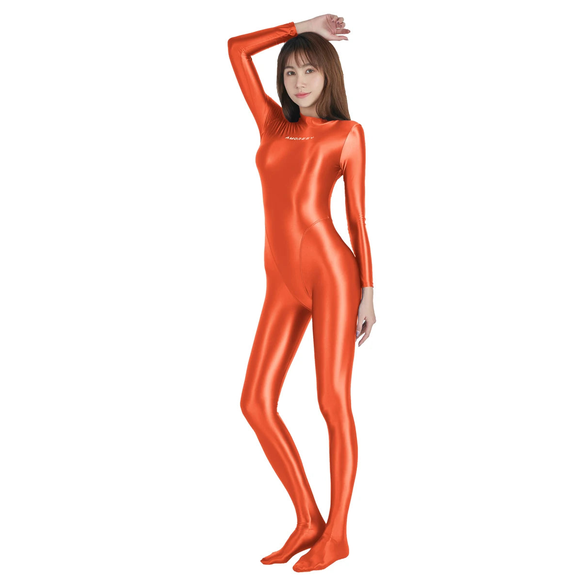 AMORESY Shiny Glitter Diving Surfing Swimwear One-piece Back Zipper Overall Zentai Jumpsuit Sport Gym Bodysuit Catsuit Playsuit