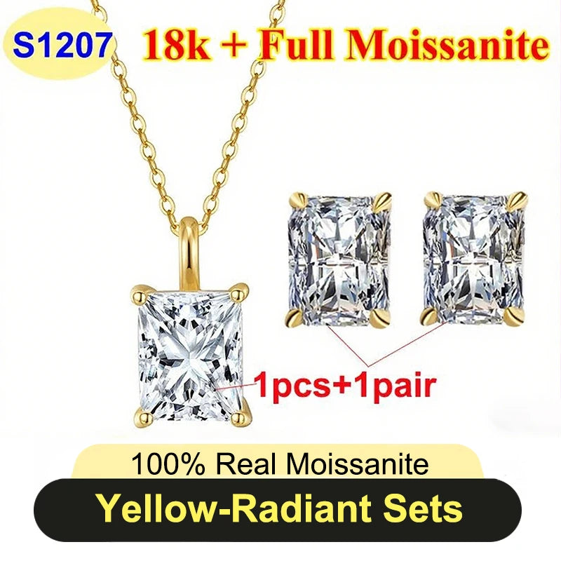 Full Shape 1-3ct Moissanite Women's Moissanite Jewelry Sets 925 Silver Plated 18k Gold D Color Necklace Earrings For Women Gift
