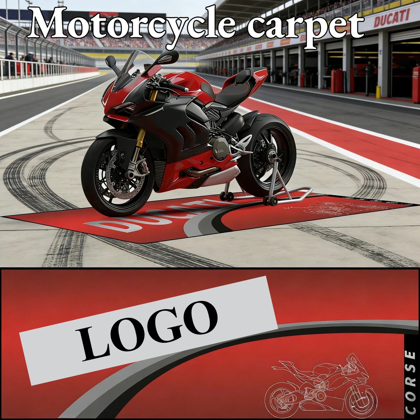 For DUCATI Garage mat motorcycle carpet racing cool motorcycle display motorcycle area carpet anti slip floor decoration carpet
