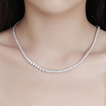 EWYA 3 Claw 0.4CT 4.5mm Gradient Full D Color Moissanite Diamond Tennis Necklace for Women 925 Silver GRA Certified Neck Chain