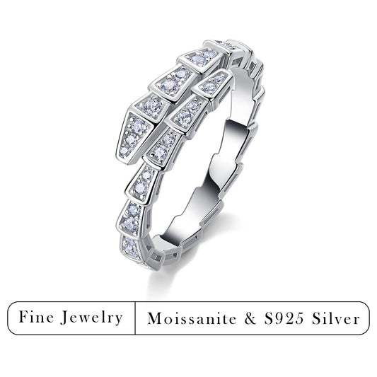 0.37CTW Luxury S925 Silver Moissanite Ring for Women Stackable Eternity Band Engagement Jewelry