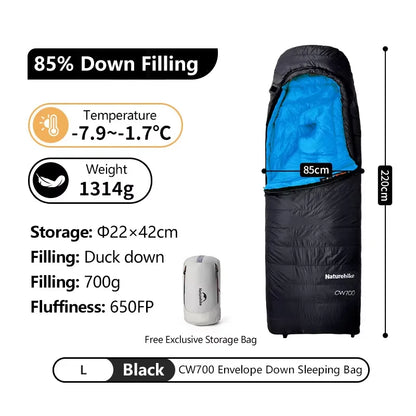 Naturehike CW400 CW700 Sleeping Bag Lightweight Duck Down Winter Thick Warm Ultralight Outdoor Hiking Camping Travel Equipment