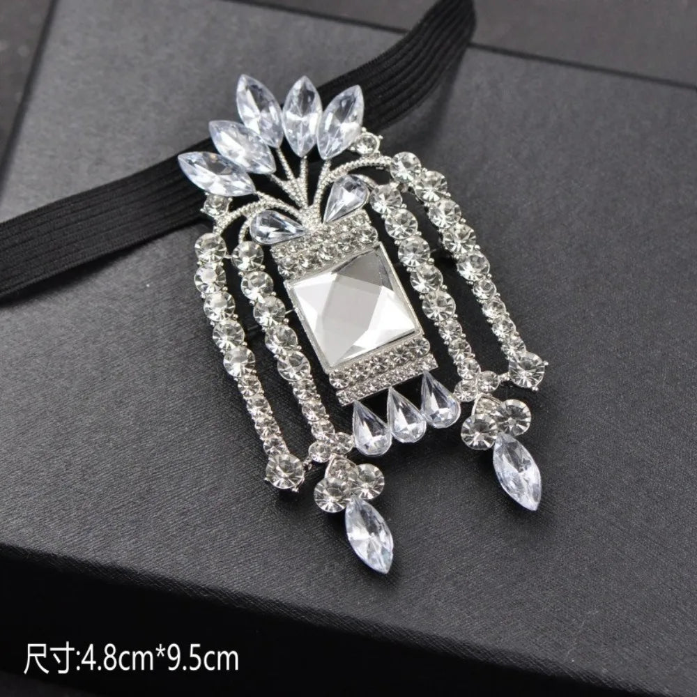 Groom's Formal Attire Wedding Diamond Tie Wedding Men's Women's White Shirts Guest Groomsmen Collar Flowers Stage Performance