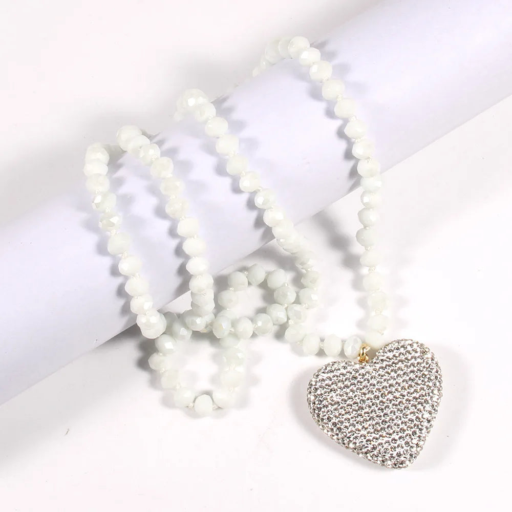 New Valentine's Day Gift: Sparkling Crystal Glass Necklace, Water Diamond Heart Pendant, Women's Necklace