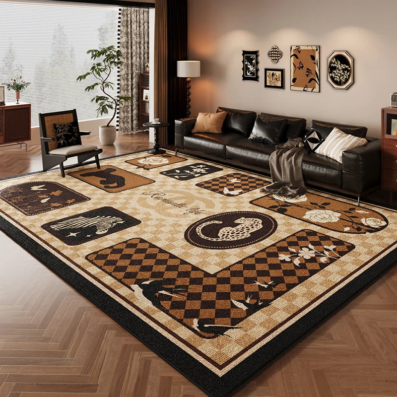 VIKAMA Antique Living Room Loop Pile Carpet Dirty Resistant Living Room Sofa Coffee Table Bedroom Bedside Rugs Home Decoration