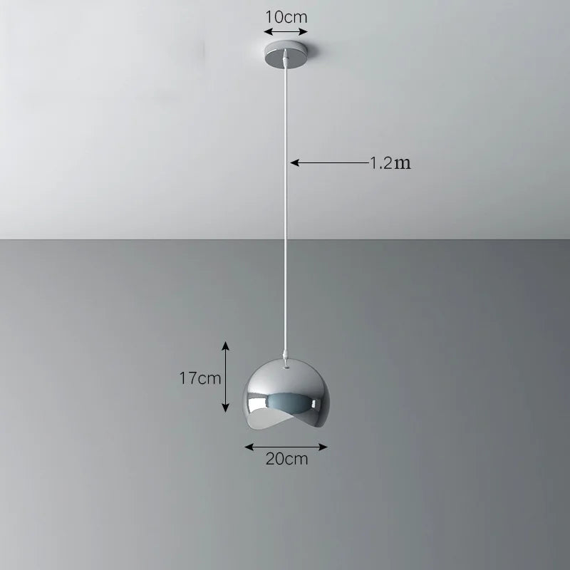 Nordic Plating Sliver Globe Ball Mirror Pendant Lights E27 Iron Hanging Lamp luxury Silver Brass Art Kitchen Hotel Pendant Lamp