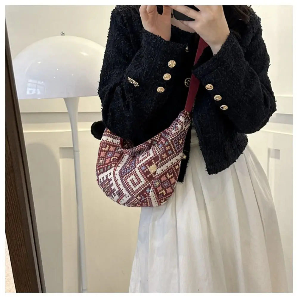 Canvas Shoulder Bags Fashion Large-capacity National Style Underarm Bags Messenger Bag Women Female