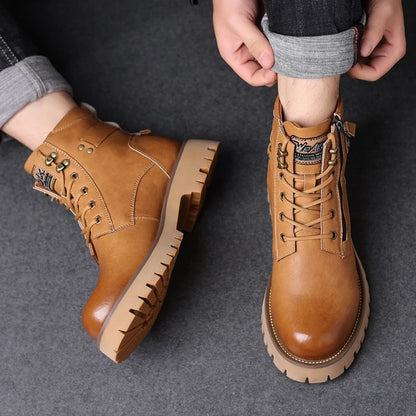 Men's Works Boots Spring Autumn Anti-slip Waterproof Male Sneakers Desert Tactical Boots Outdoor Travel Wear-resistant Man Shoes