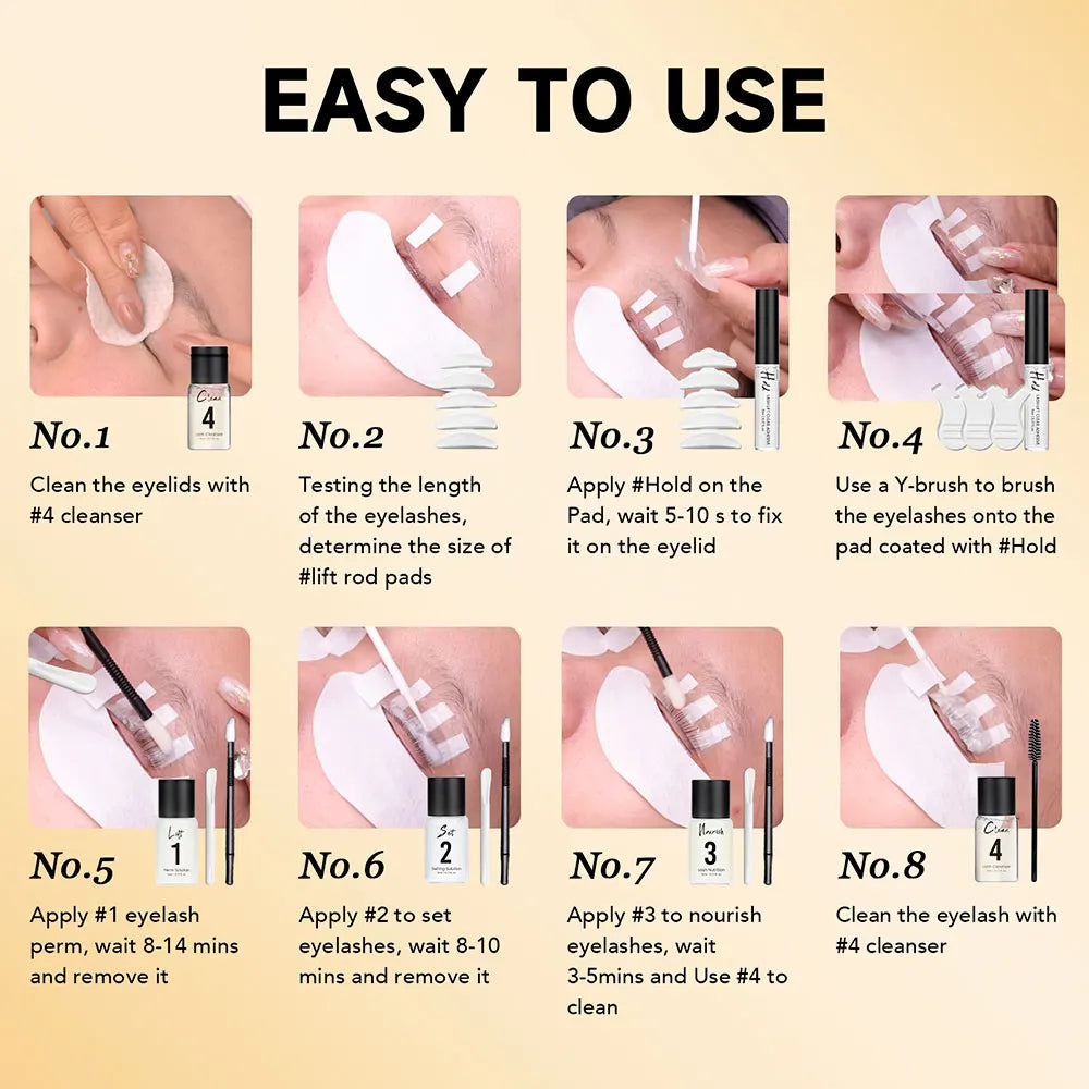 Gollee Lash and Brow Curling Perm Kit Natural Eyelash Lifting Perm Treatment Makeup Long Lasting 4-6 Weeks For Lash Curler Perm