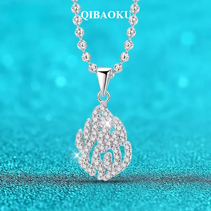 QIBAOKU 18k Plated All Real Moissanite Necklace for Women Wedding Lab Diamond Pendant Sterling Silver S925 Chain Wholesale 2026